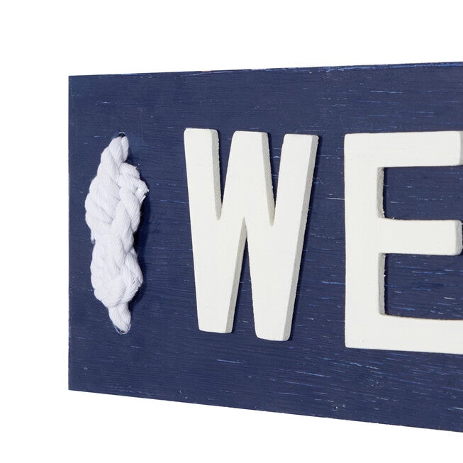 Coastal Blue And White Wood And Metal Welcome Sign, , alternate image number 3