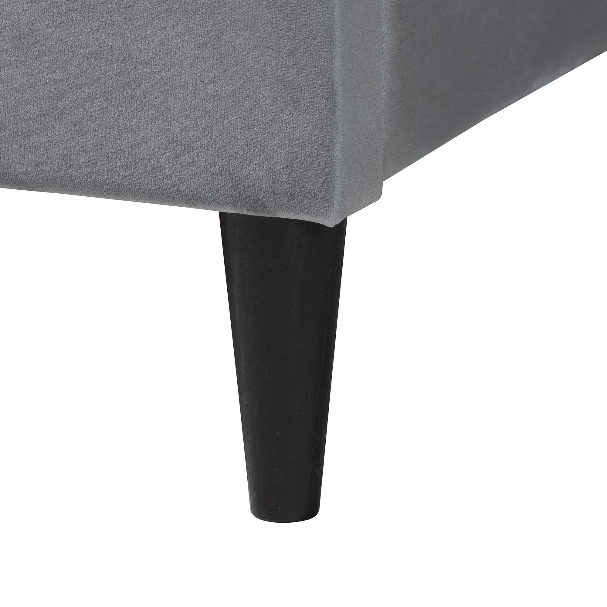Payne Modern Glam Grey Velvet and Dark Brown Wood Queen Bed, GREY, alternate image number 5