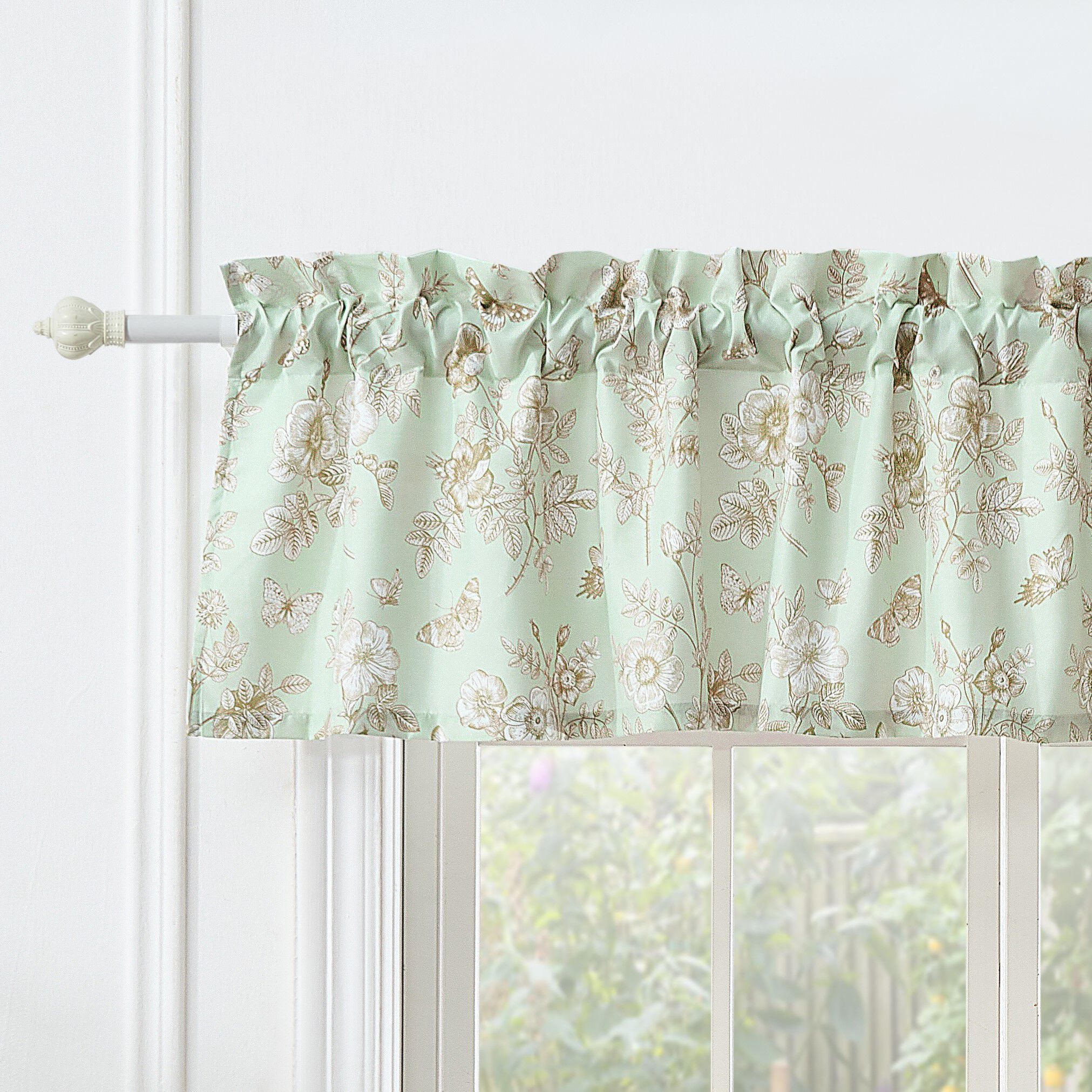 Greenland Home Fashions&trade; Olivia Window Valance Curtains, MINT, hi-res image number 0
