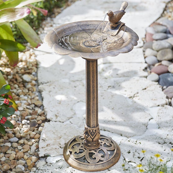 Levine Resin Bird Bath Fountain Outdoor Decor Brylane Home