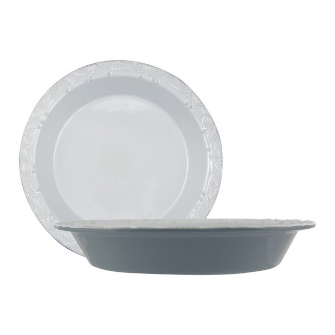 Set Of 2 9 X 1 Inch Stoneware Pie Plate, ASH GREY, hi-res image number 0