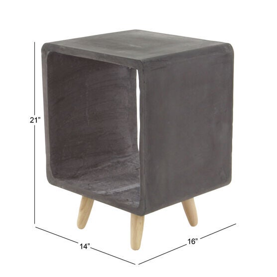 Black Fiber Clay Industrial Outdoor Accent Table, , alternate image number null