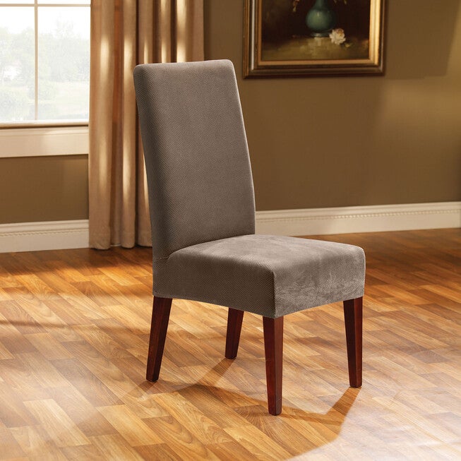 Stretch Pique Short Dining Room Chair Cover, , on-hover image number 1