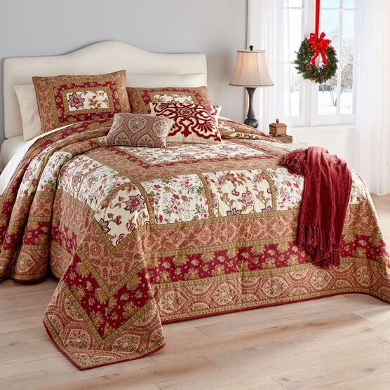 Josephine Patchwork Bedspread, RED MULTI, hi-res image number null