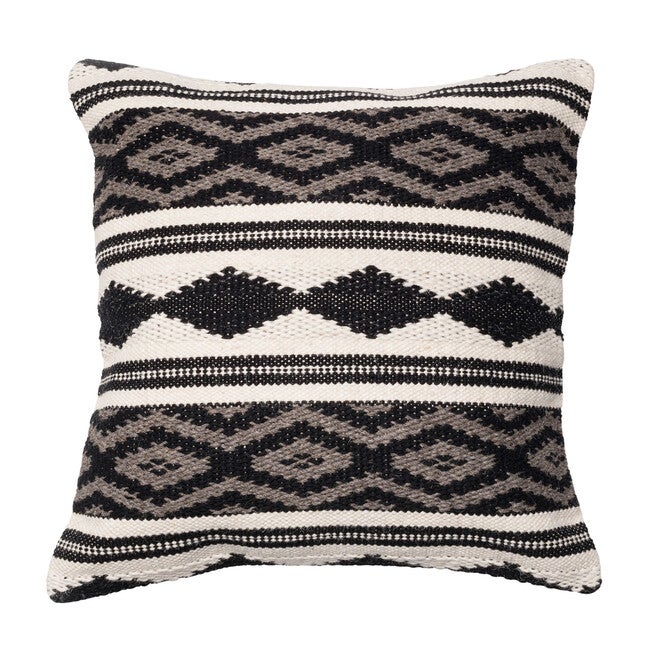 Monochromatic Aztec Inspired Woven Pillow, GREY MULTI, hi-res image number 0