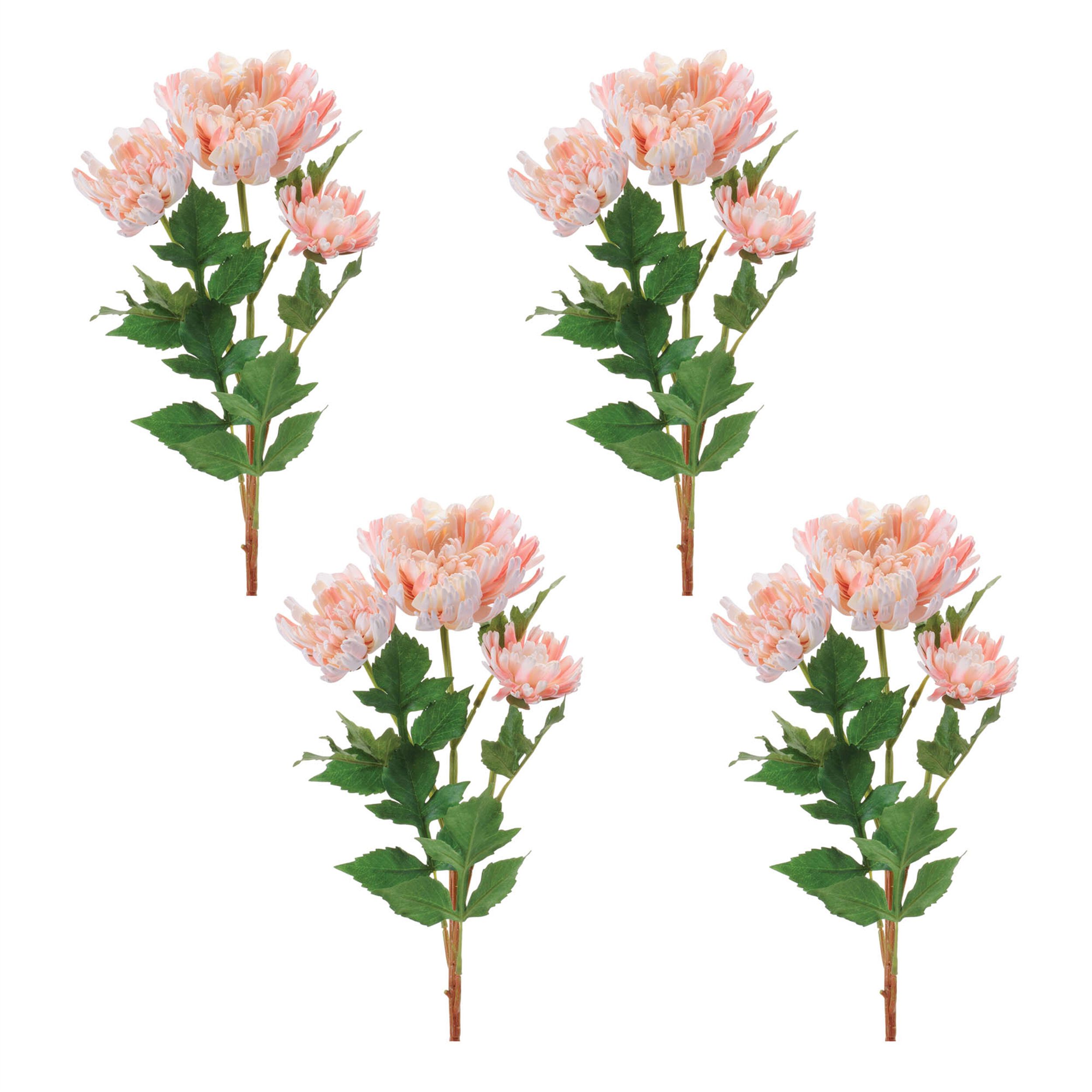 Mum Floral Spray Set of 4, PINK GREEN, alternate image number 4