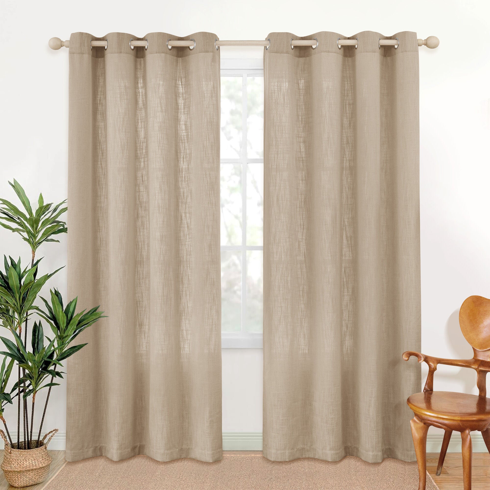 Slub Linen Texture Privacy and Light Filtering Grommet Pair