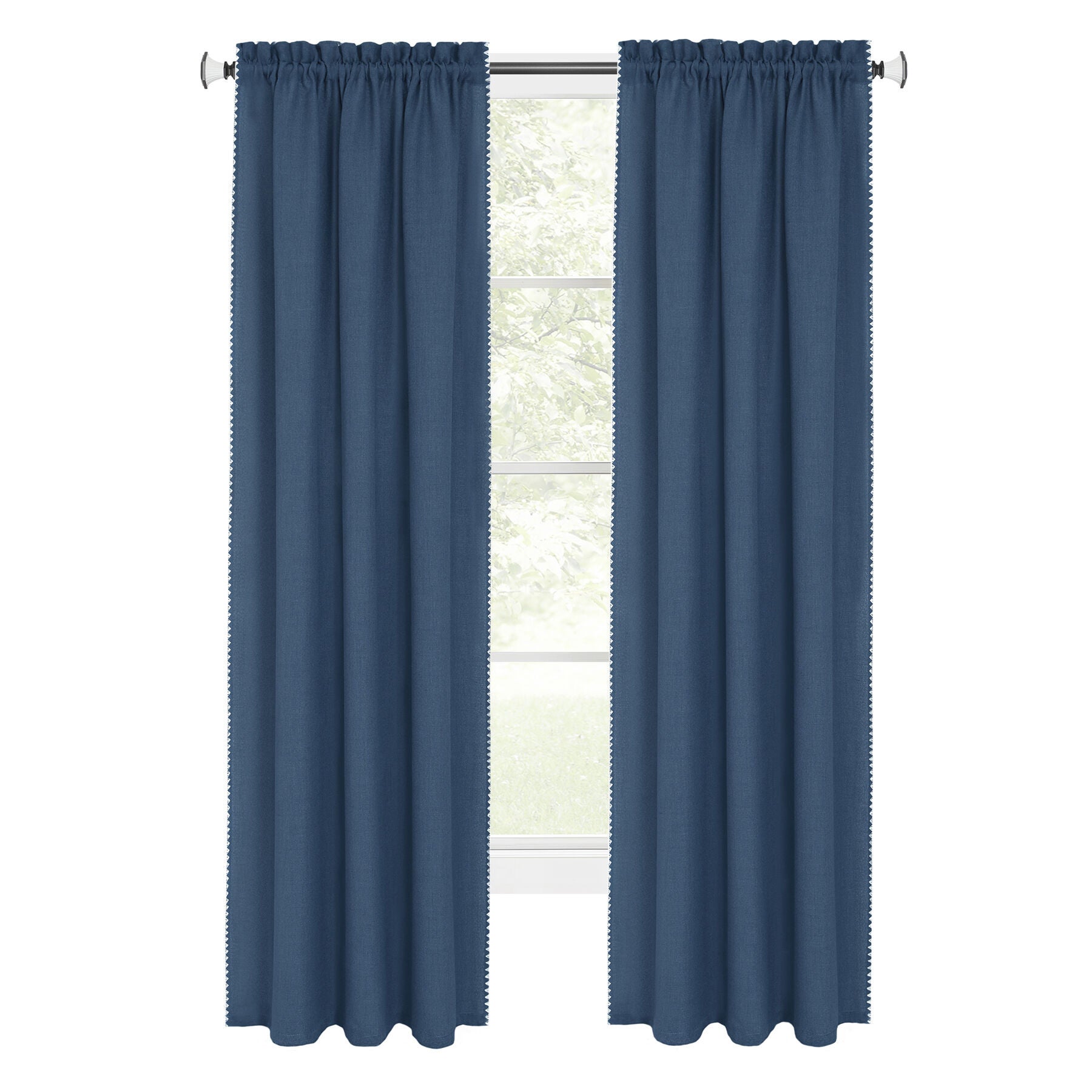 Kendal Rod Pocket Window Curtain Panel, BLUE, alternate image number 1