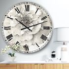Indigold Grey Peonies I Traditional Wall Clock, GREY, hi-res image number null