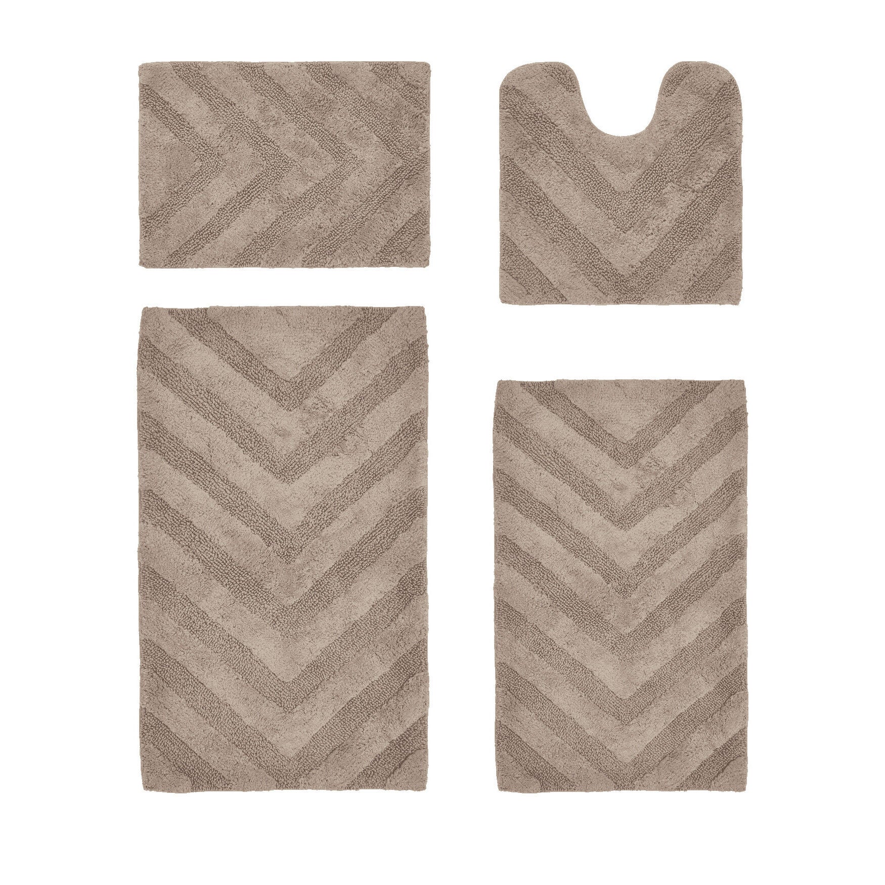 Hugo Collection 100% Cotton 4 Piece (17" X 24" | 20" X 20" | 21" X 34" | 24" X 40") Bath Rug Set