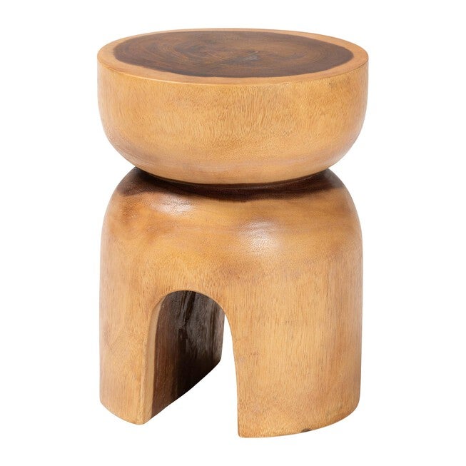 Abrina Solid Suar Wood Side Table, BROWN, alternate image number 1
