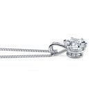 Platinum over Sterling Silver Pendant (9mm) Round Cubic Zirconia with 18" Chain, , alternate image number null