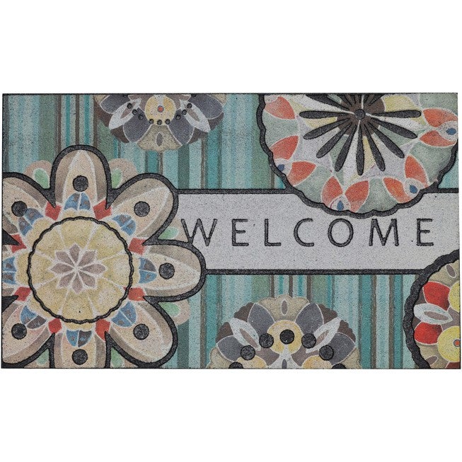 Playful Medallion Welcome Multi 1' 6 inches X 2' 6 inches, MULTI, hi-res image number 0
