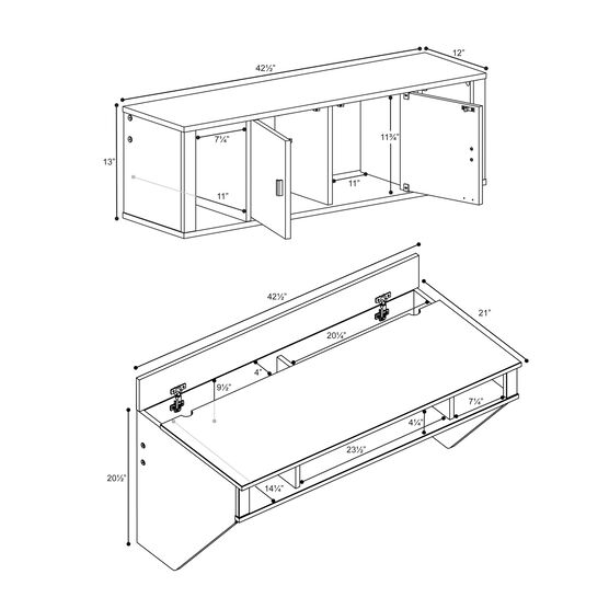 Designer Floating Desk & Hutch Set, White, , alternate image number null