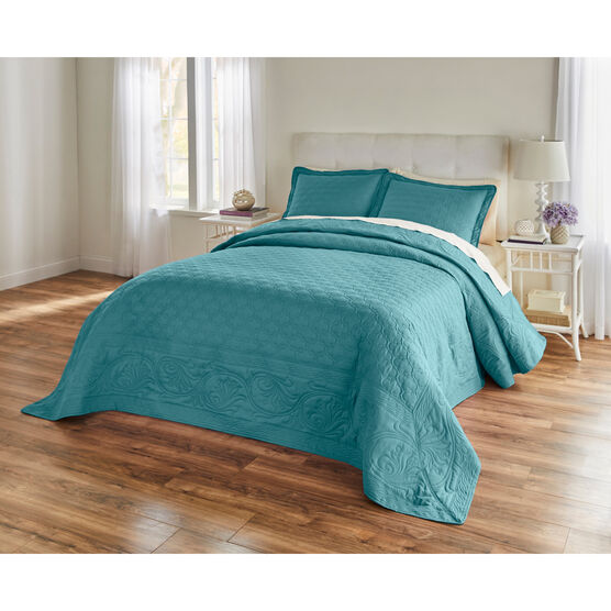 Baroque Pinsonic Bedspread Collection, BLUE, hi-res image number null