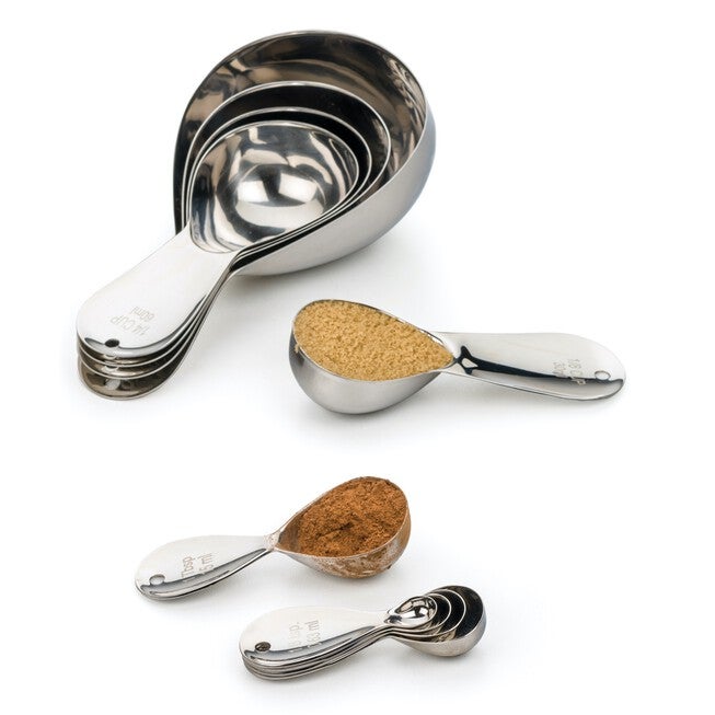 Oval Stainless Steel Measuring Cups, Set 5, , alternate image number null