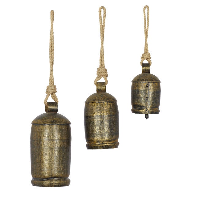 Set Of 3 Bronze Metal Rustic Windchime, , alternate image number null