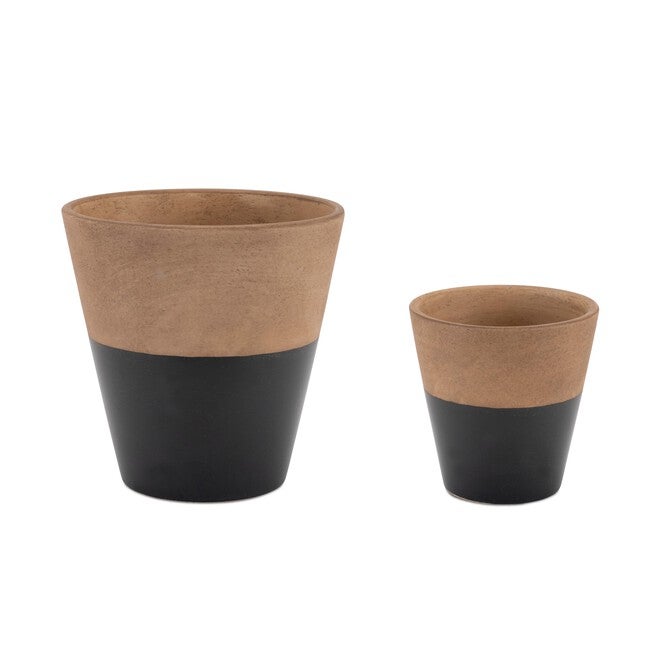 Tapered Two-Tone Planter (Set of 2), BLACK/BROWN, hi-res image number null