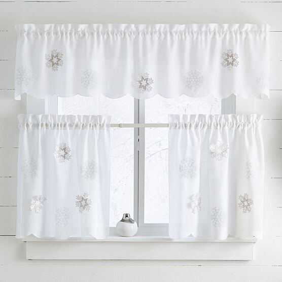 Snowflake Applique Cafe Curtains, Snowflake Applique Cafe Curtains,