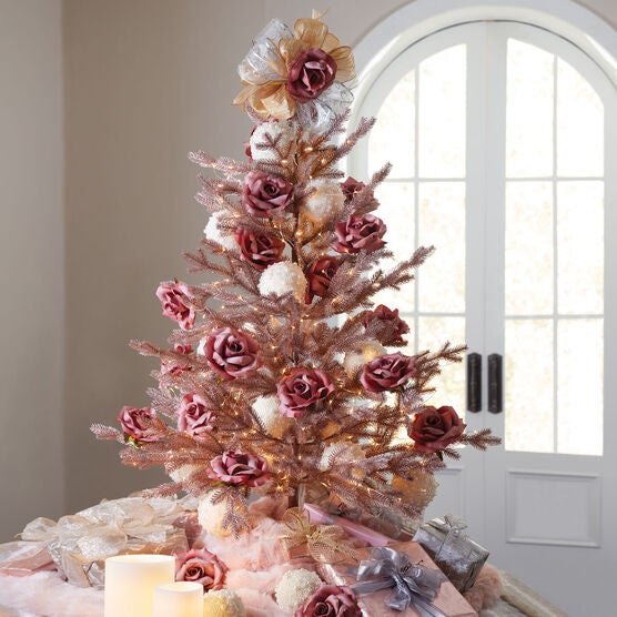 4 Rose Gold Christmas Tree Decor Brylane Home
