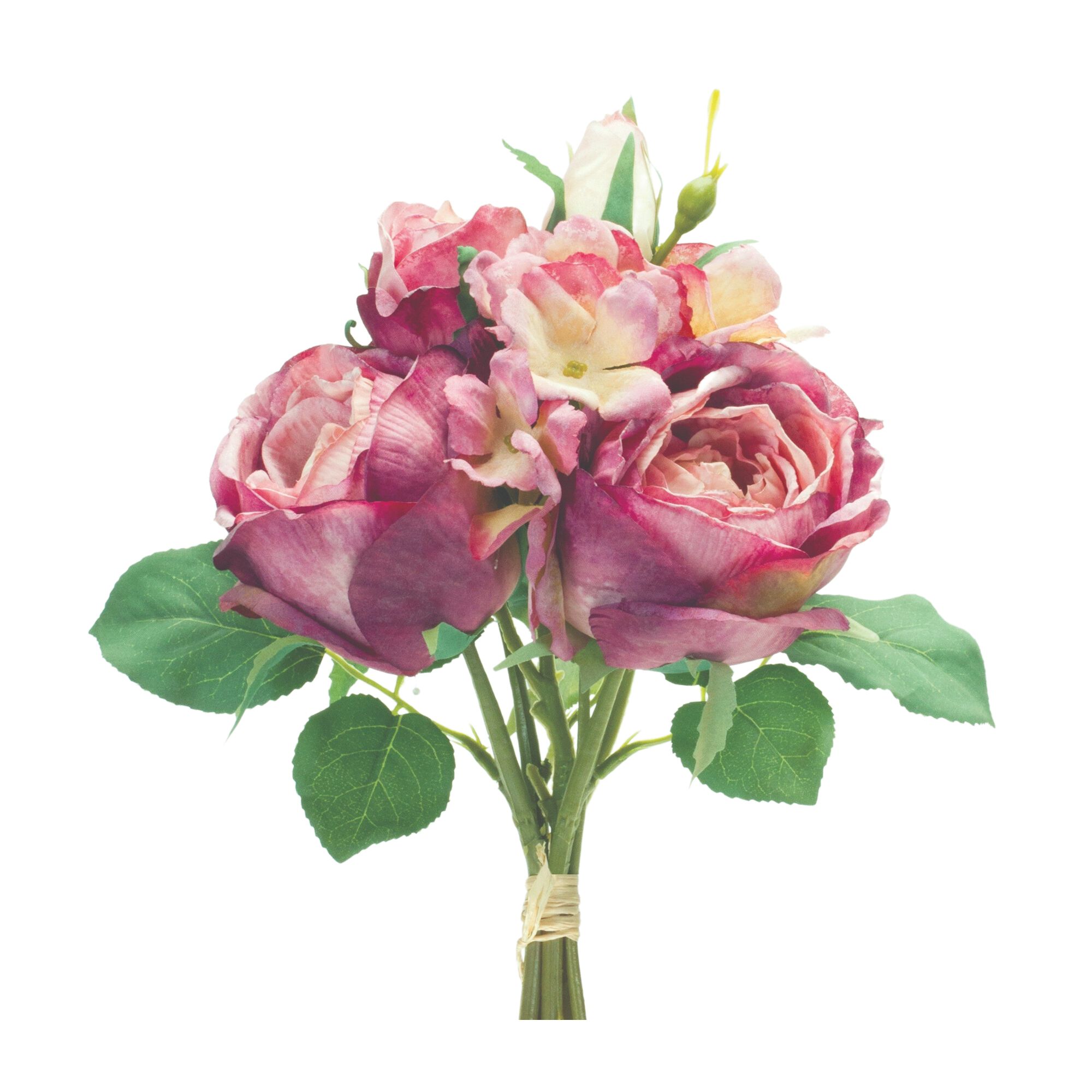 Rose Bundle (Set of 6) 12.5 inchesH Polyester, PURPLE GREEN, hi-res image number 0