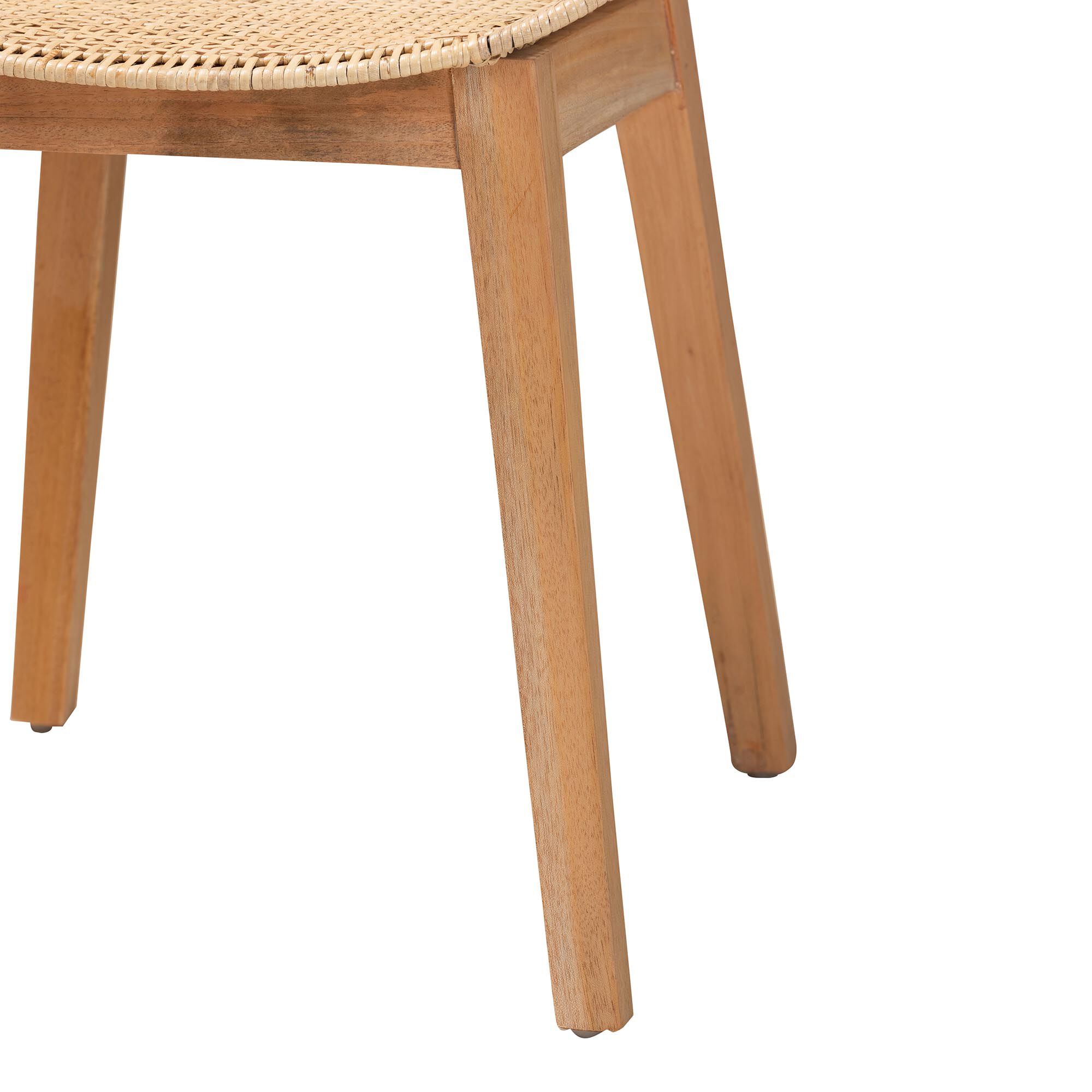 Ballerina Japandi Natural Brown Finished Mahogany Wood and Rattan 2-Piece Dining Chair Set, NATURAL BROWN, alternate image number 6