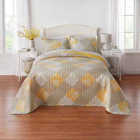 Patchwork Bedspread, YELLOW, hi-res image number null