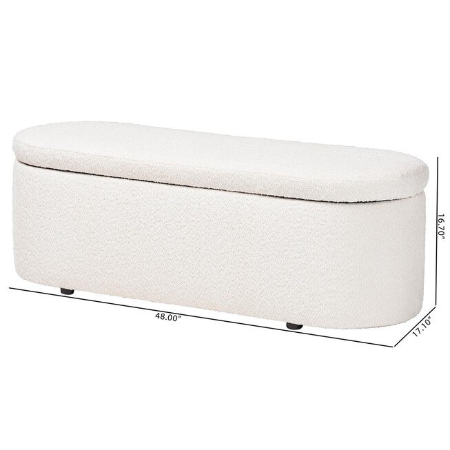 Lavina Modern White Teddy-Bear Fabric Storage Bench, , alternate image number 9