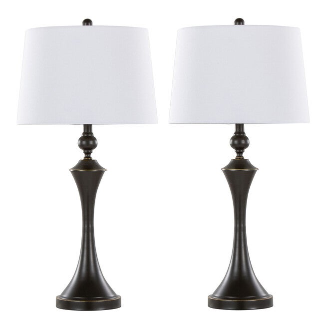 Flint 30.75 inches Metal Table Lamp With Usb - Set Of 2, BRONZE WHITE, hi-res image number 0