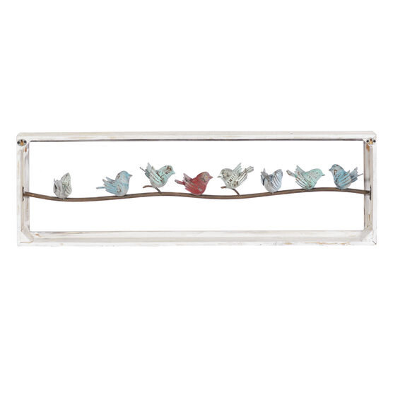 White Wood Farmhouse Birds Wall Decor, , on-hover image number null