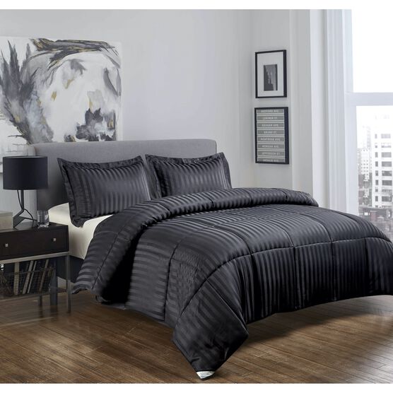 Kathy Ireland 3-PC Reversible Down Alternative Comforter, Black, BLACK, hi-res image number null