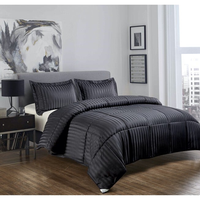 Kathy Ireland 3-PC Reversible Down Alternative Comforter, Black, BLACK, hi-res image number 0