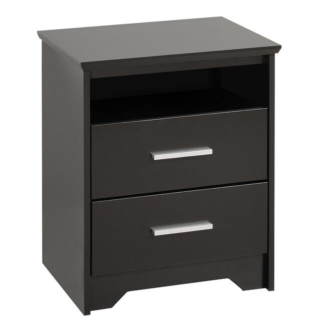 Coal Harbor 2-Drawer Tall Nightstand with Open Shelf, Black, , on-hover image number null