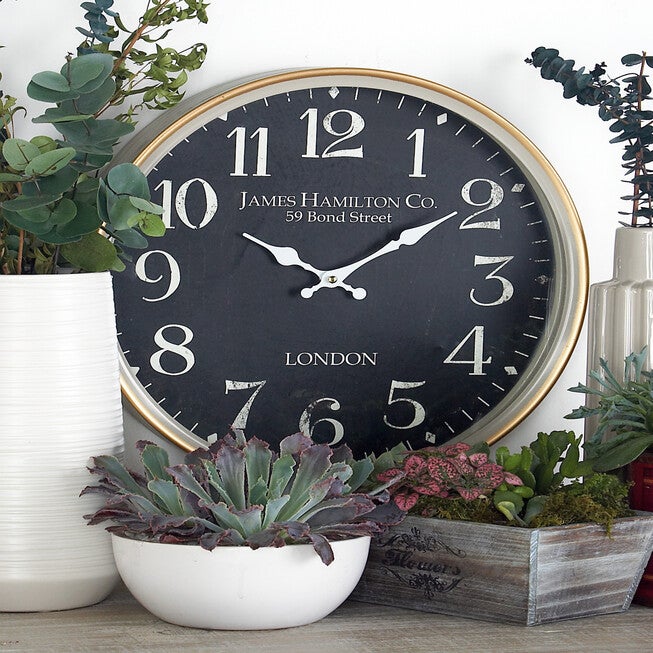 Black Traditional Metal Wall Clock, , alternate image number 7