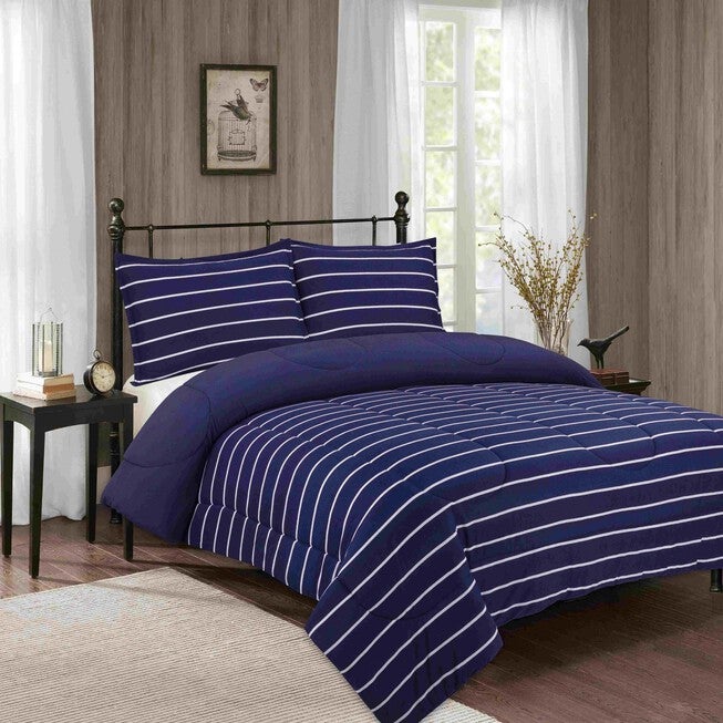 Jersey Knit Blue Stripe Comforter Set, , alternate image number 4