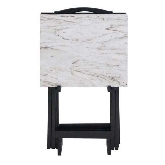 Jasper Tray Table Set White Faux Marble, , alternate image number null