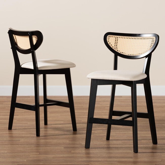 Dannell Mid-Century Modern Grey Fabric and Natural Oak Finished Wood 2-Piece Counter Stool Set, , alternate image number 26