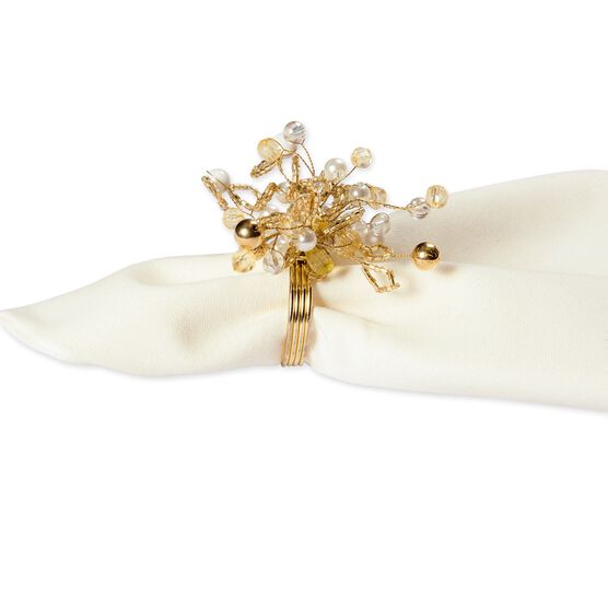 Gold Multi Bead Napkin Ring, Set of 6, , on-hover image number null