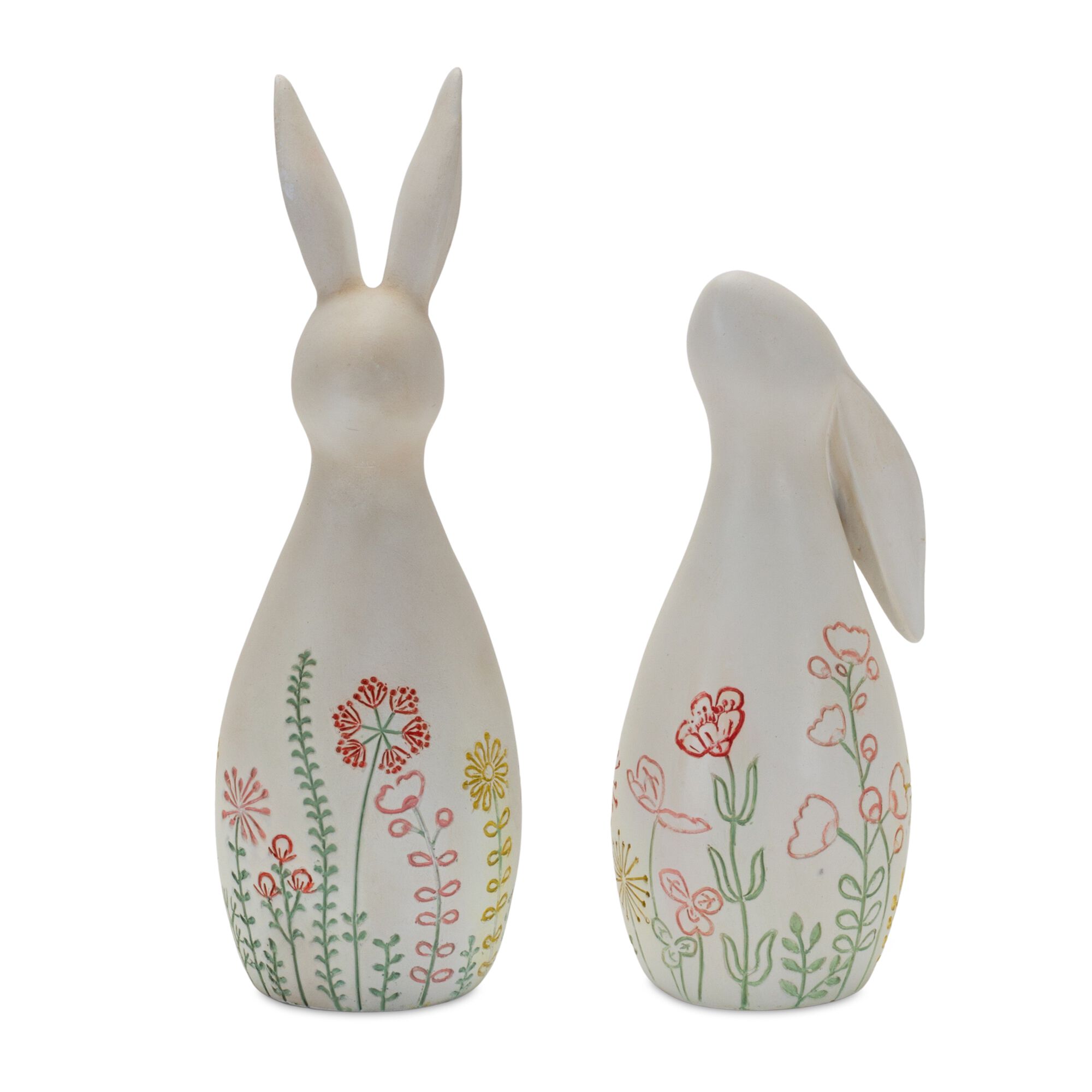 Modern Bunny Rabbit Figurine with Etched Floral Design Set of 2 ...