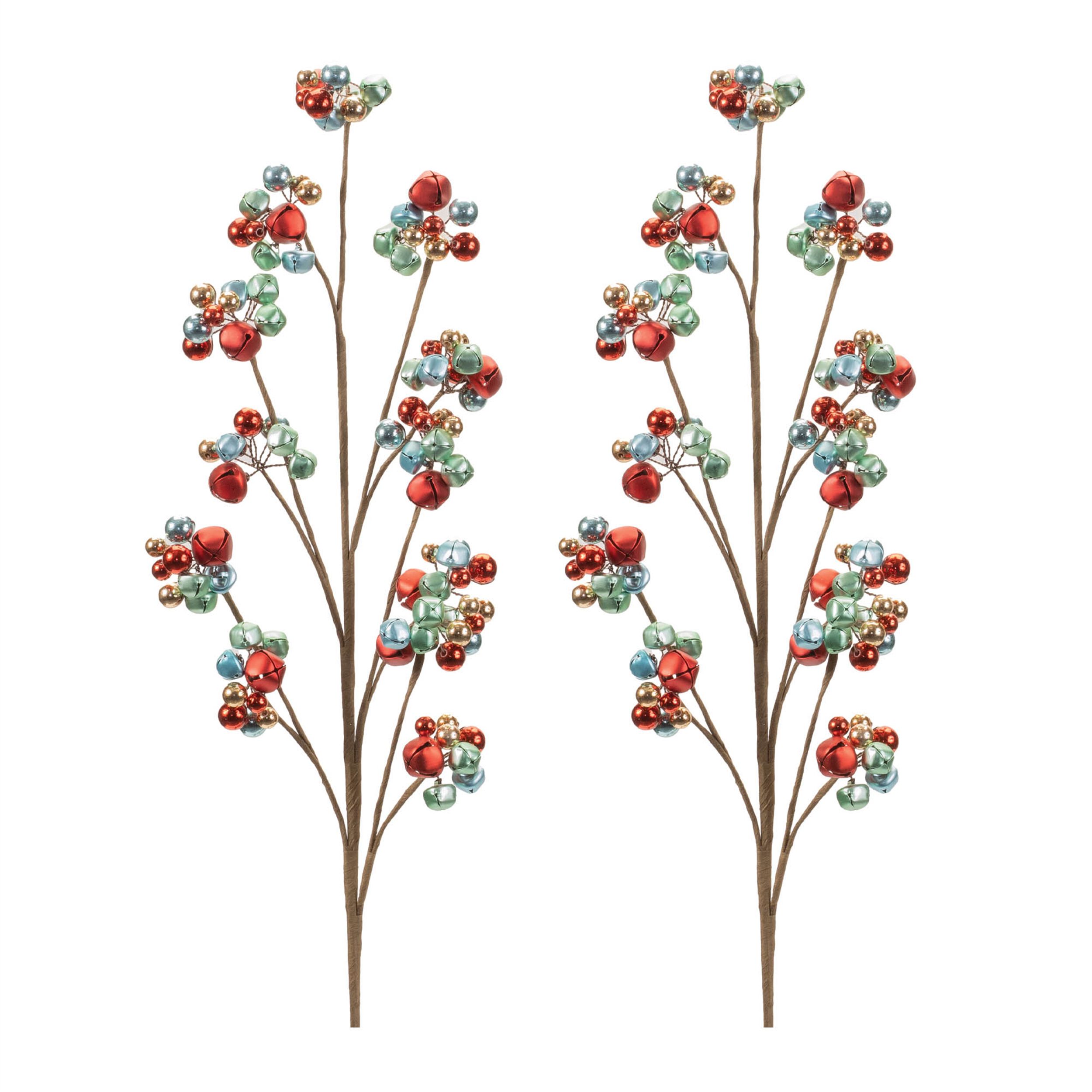 Metal Sleigh Bell Cluster Spray (Set of 2), RED GOLD, alternate image number 4