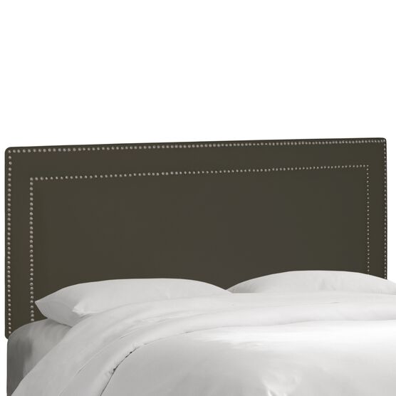 Velvet Nail Button Border Headboard, VELVET PEWTER, hi-res image number null