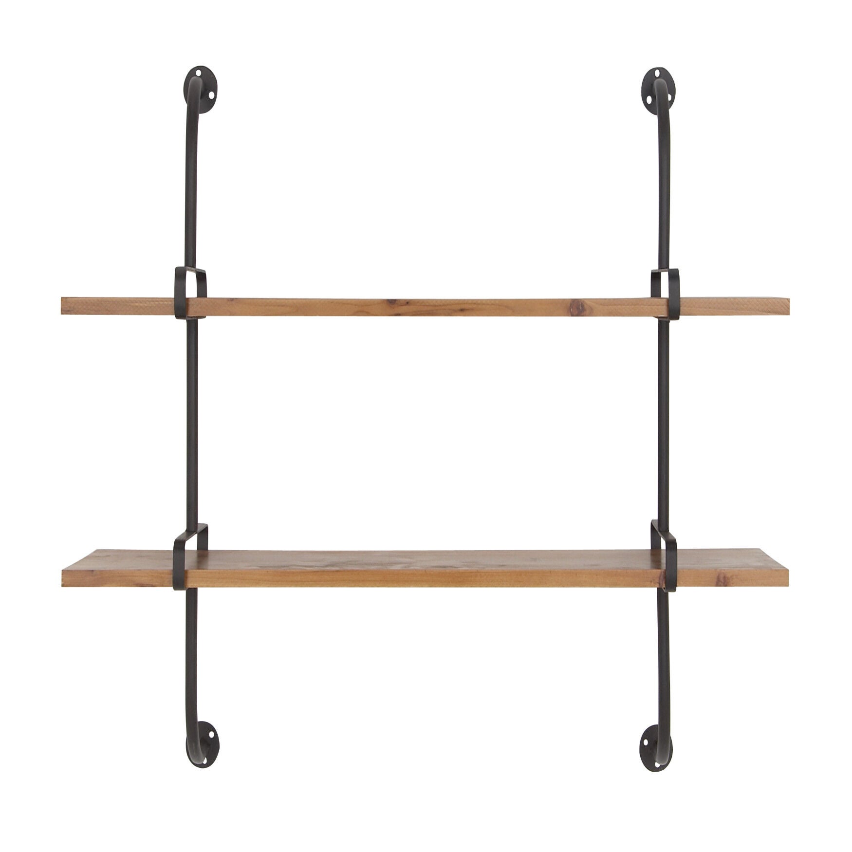 Brown Wood Industrial Wall Shelf Wall Shelf, BROWN, hi-res image number 0