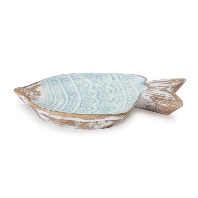 Fish Bowl 11.5 inchesL x 6.75 inchesW Resin, BLUE/WHITE, hi-res image number 0