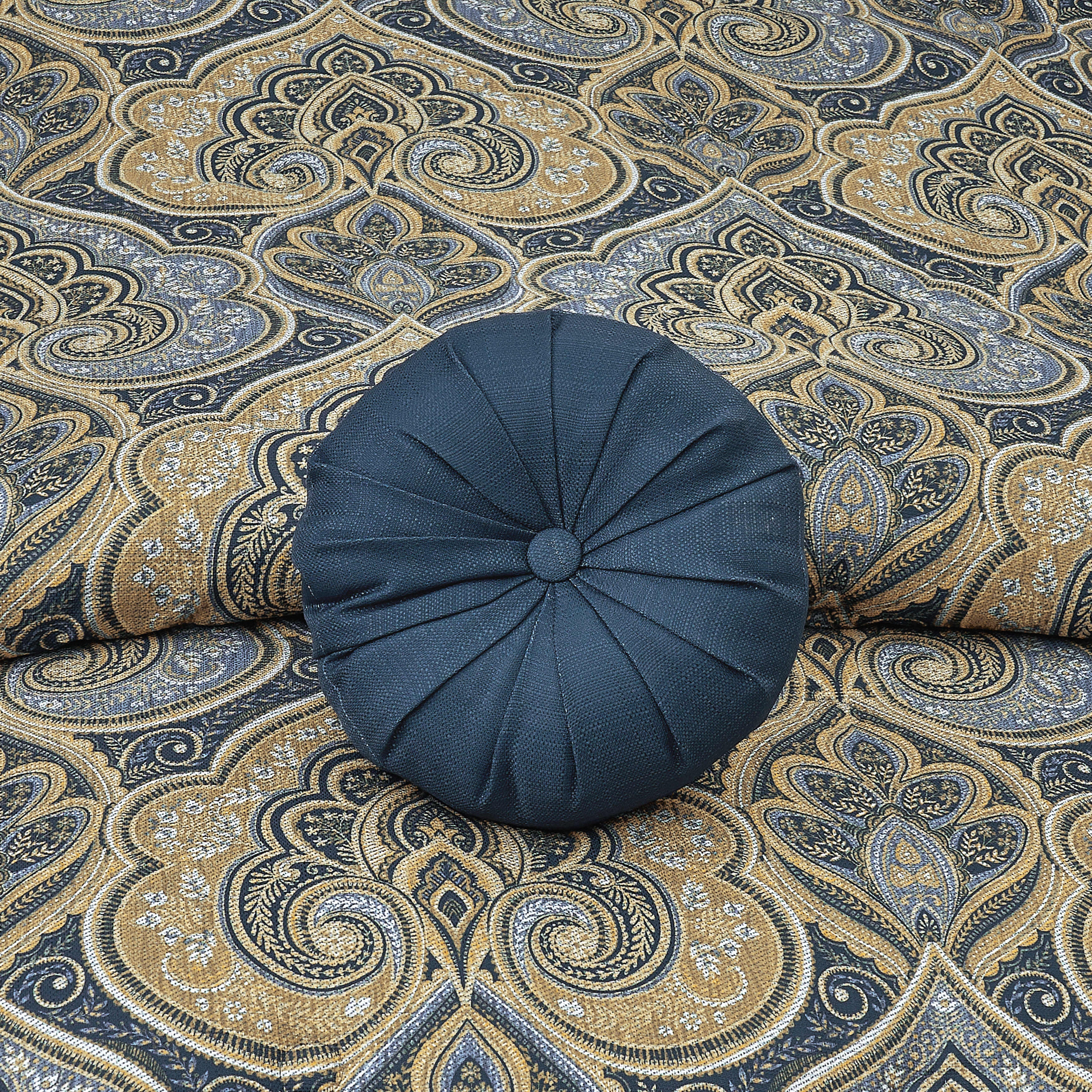 Messina Navy Round Decorative Throw Pillow, NAVY, alternate image number 1