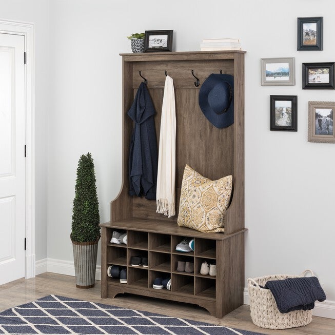 Hall Tree with Shoe Storage, GRAY, hi-res image number null