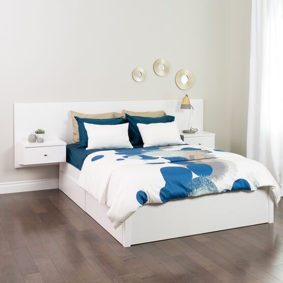 Floating Queen Headboard With Nightstands White Brylane Home