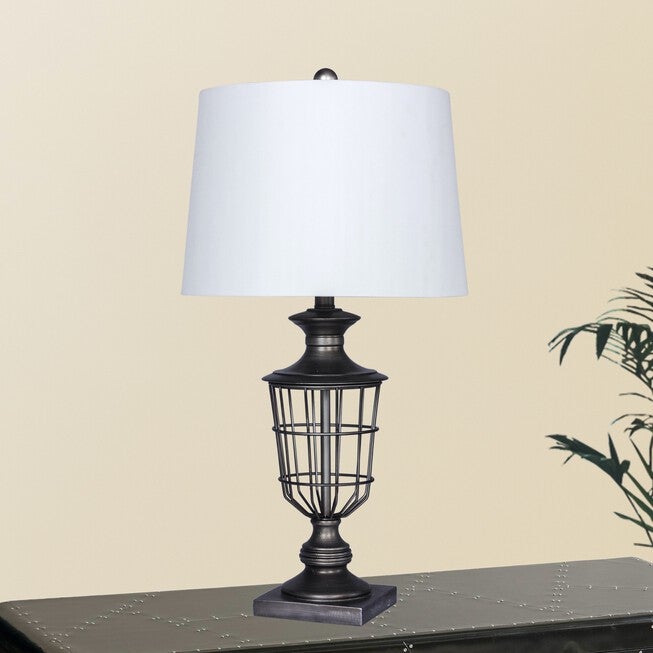 28 inches Antique Silver Metal Table Lamp, ANTIQUE SILVER, hi-res image number null