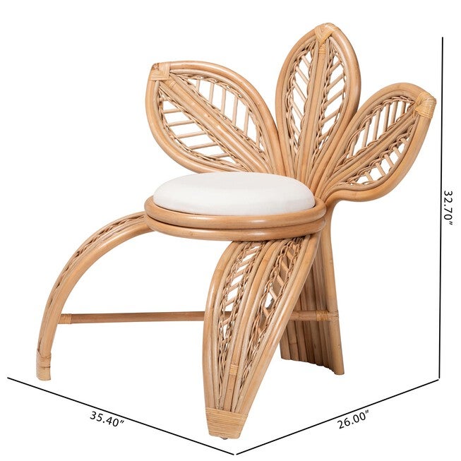 Gresham Modern Bohemian Natural Rattan Leaf Accent Chair, , alternate image number null