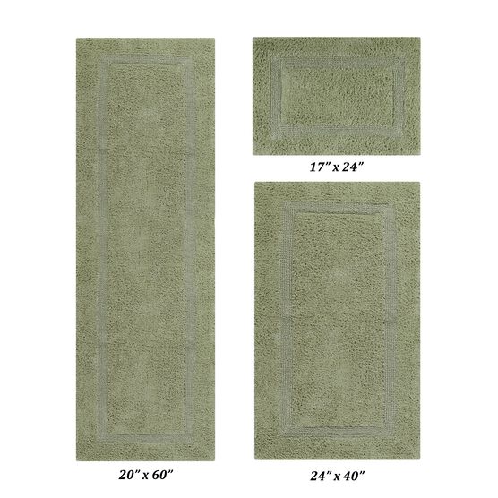 Lux Collectionis Bath Mat Rug 3 Piece Set (20" x 20" | 21" x 34" | 20" x 60"), SAGE, hi-res image number null
