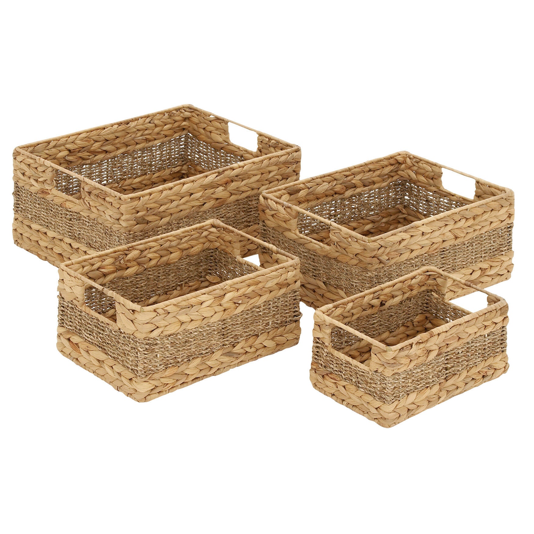 Simple Set Of 4 Light Brown Sea Grass Natural Storage Basket Storage ...